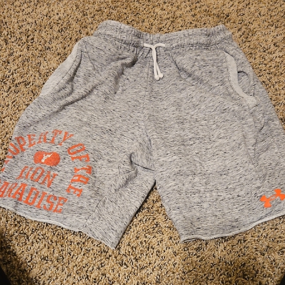 Under Armour Heather Gray Athletic Shorts with Orange Accents
